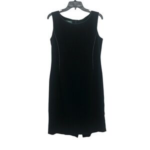 Lauren Ralph Lauren Sleeveless Sheath Dress Size 10 Black Stitch Detail Classic
